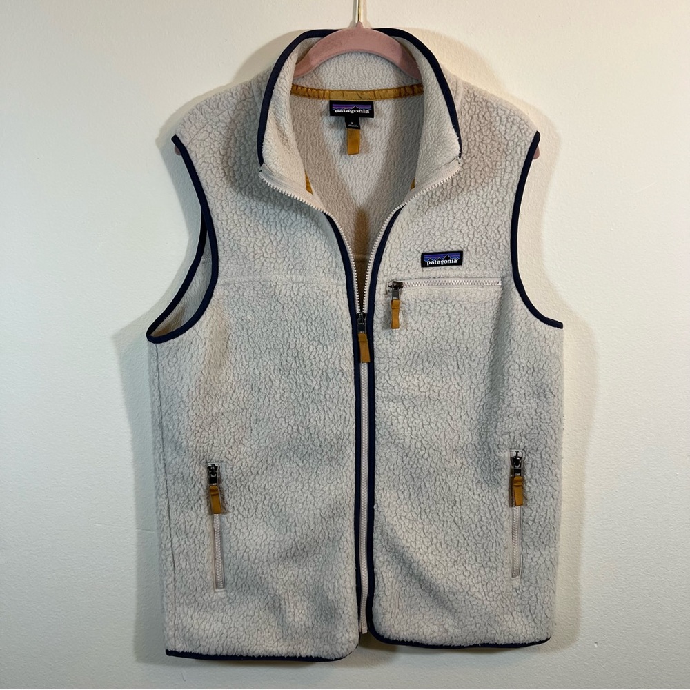 Patagonia Women’s Retro Pile Fleece Vest Pelican Cream Large - Picture 2 of 12